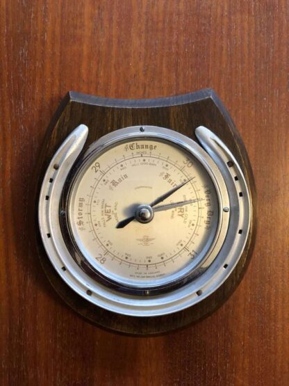 Vintage horseshoe compensated aneroid barometer by the firm of SB Shortland smith, circa 1940.