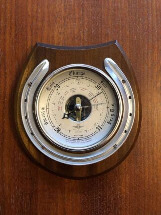 Vintage horseshoe barometer by the firm of SB Shortland smith, circa 1940.