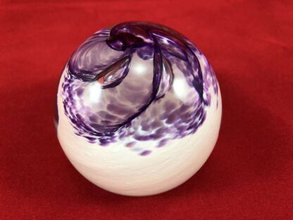 purple and white glass vintage paperweight