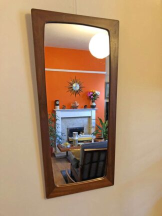 vintage teak framed mirror
