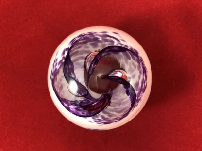 purple and white glass vintage paperweight