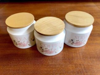 Boots Hedge Rose tea, coffee and sugar storage jars - with brand new seals
