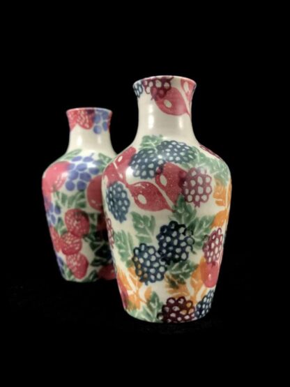 Pair of vintage Ben Thomas vases with fruit design