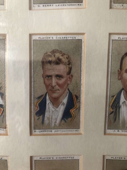 Players cigarette cards - notable cricketers of 1934, framed